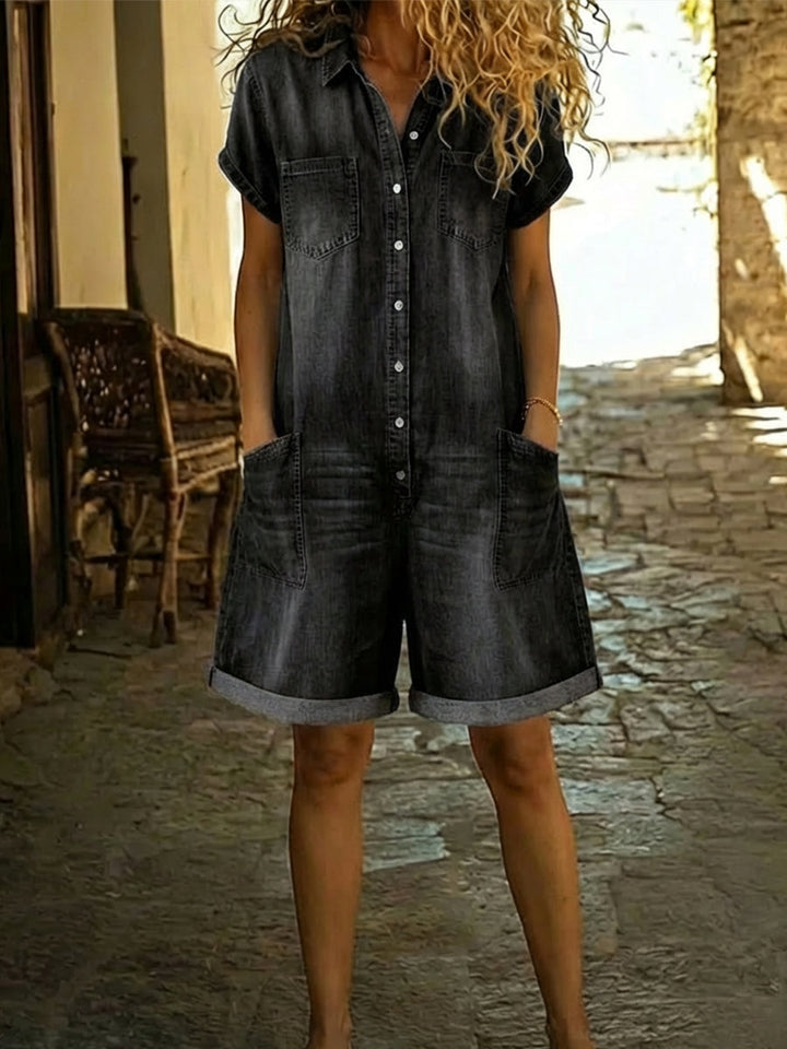 Solena | Combinaison Short Denim Décontractée