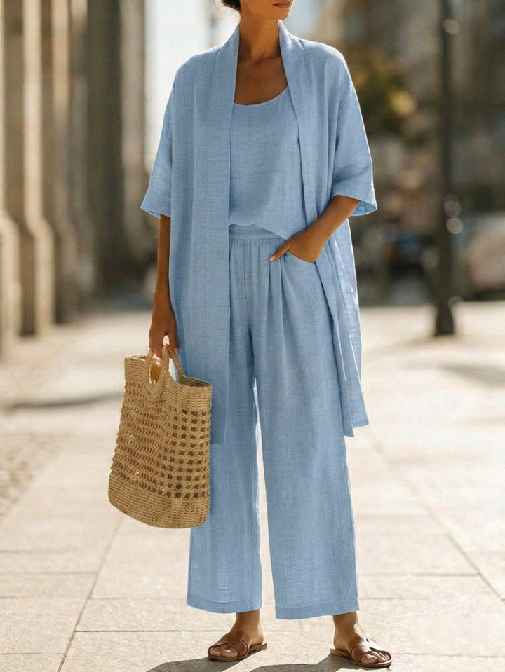 Elena™  | Ensemble Trois Pièces Minimaliste en Coton et Lin