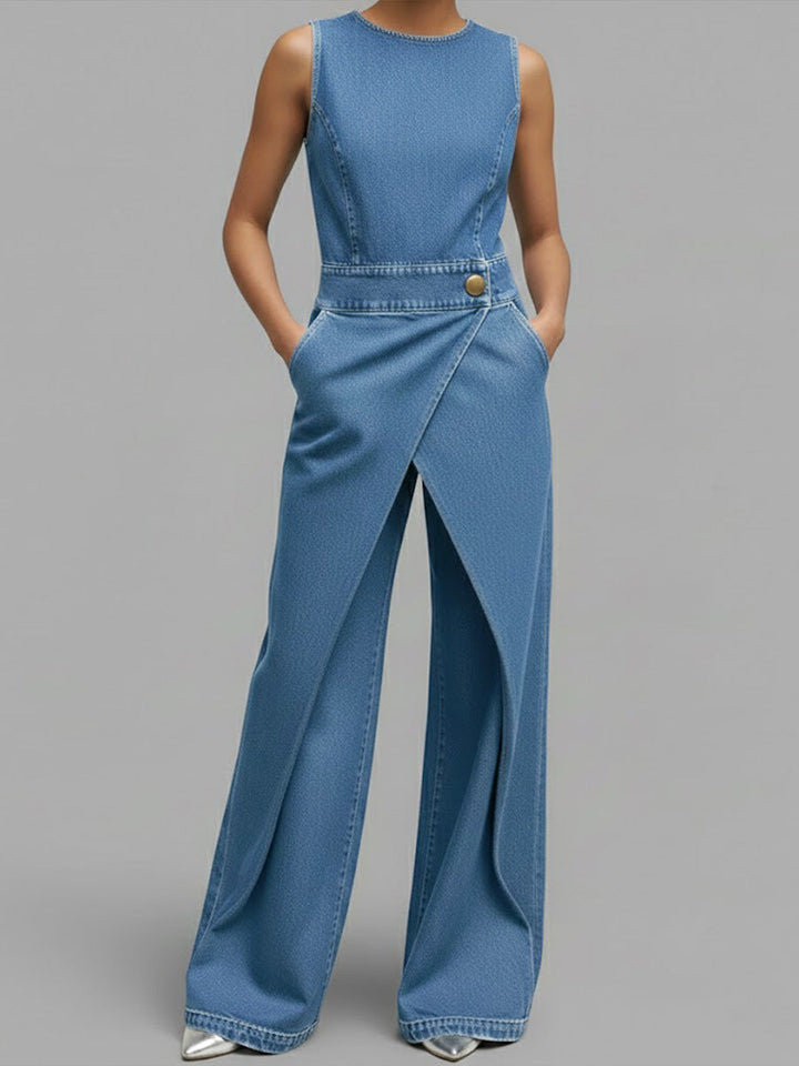 Chloé | Combinaison Denim Sans Manches Coupe Large