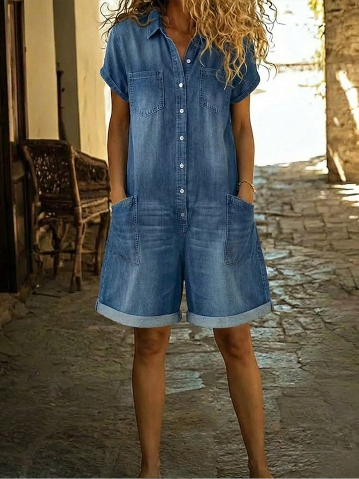 Solena | Combinaison Short Denim Décontractée