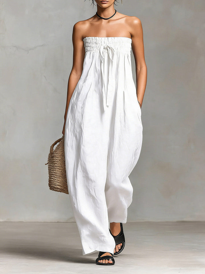 Noémie | Combinaison Bustier Lin Et Coton Fluide
