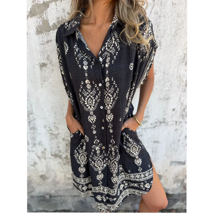 Elena™ | Robe Évasée Imprimée avec Poches