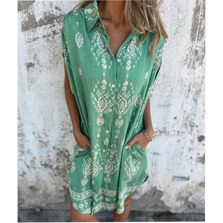 Elena™ | Robe Évasée Imprimée avec Poches