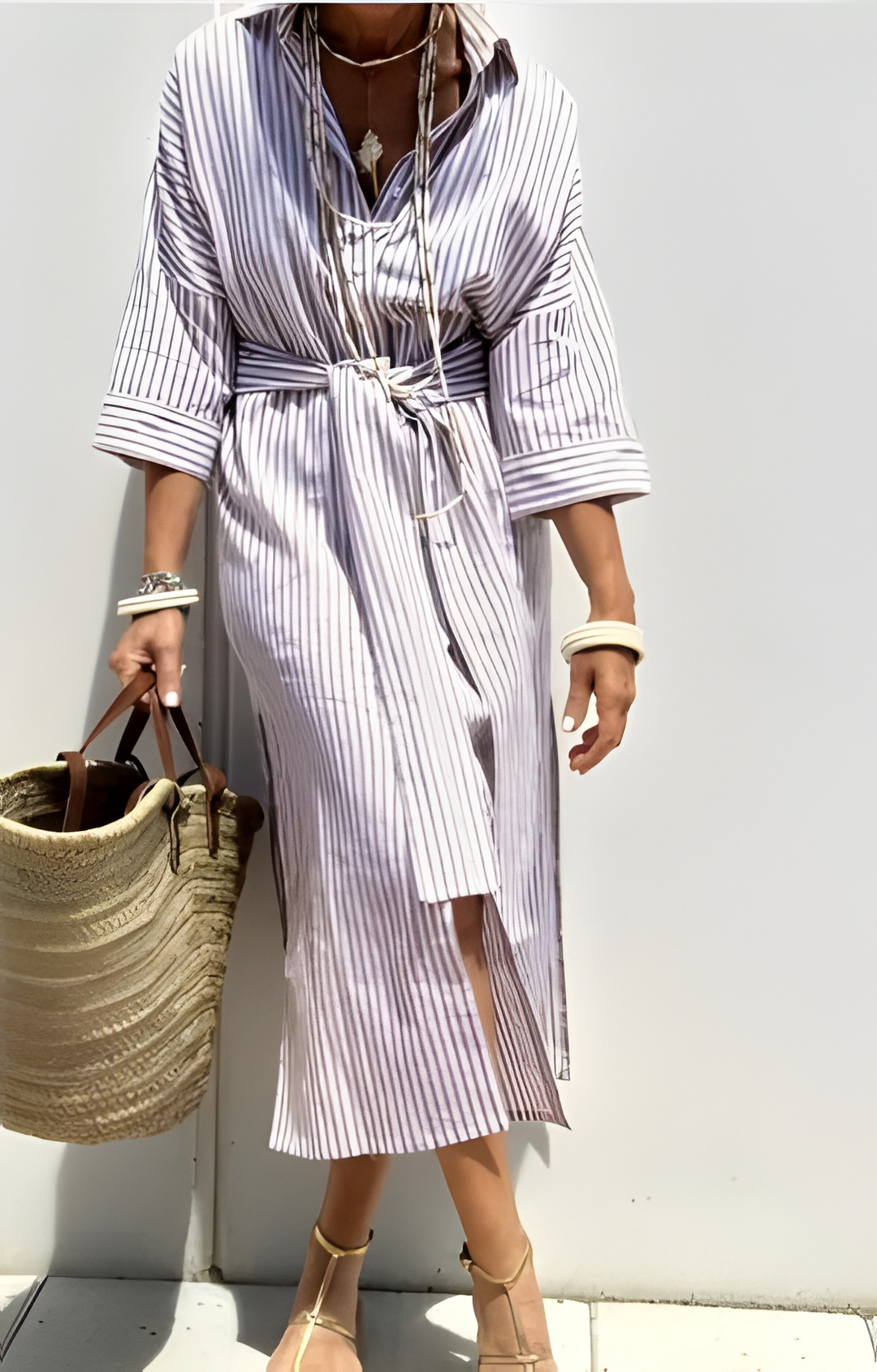 Vivienne™ | Élégante Robe Chemise à Rayures